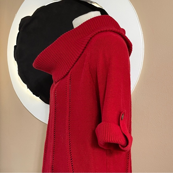 Banana Republic 100% cotton Red Cowl Turtleneck Short Sleeve Sweater - Picture 3 of 11